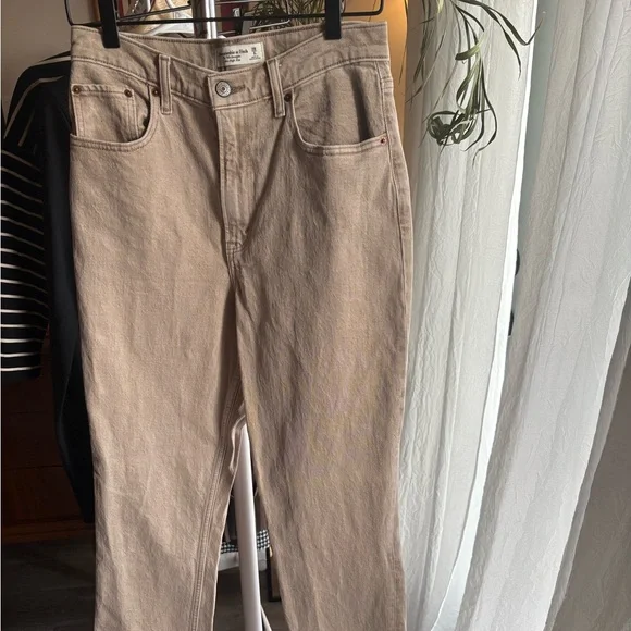 Abercrombie & Fitch Women’s Jeans 28 Beige The 90s Straight Ultra High Rise - Picture 2 of 7